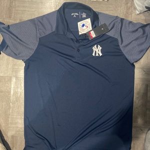 NEW YORK YANKEES pinstripe polo mens large
